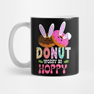 Don't Worry Be Hoppy Funny Donut Foodies Easter Bunny Mug